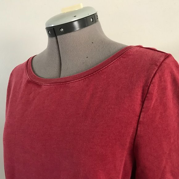 Lucky Lotus California Sz M Cotton Embroidered Lace Trim Knit Red Top - Picture 2 of 9